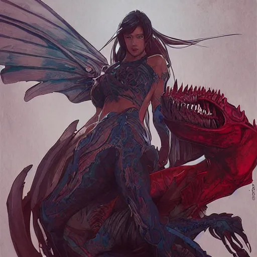 Image similar to odogaron art by WLOP and Artgerm and Greg Rutkowski and Alphonse Mucha