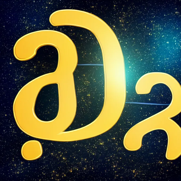 Prompt: letter q in gold style on space background, highly detailed