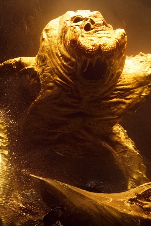 Image similar to elon musk as a fantastic scary sea creature, photorealistic, cinematic lighting, highly detailed, by guillermo del toro