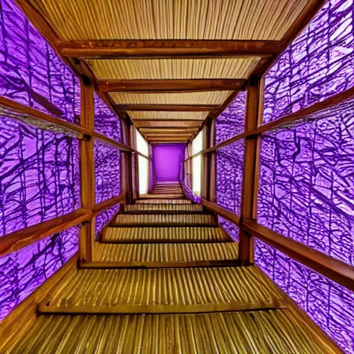 Prompt: pov your falling down an infinite purple staircase