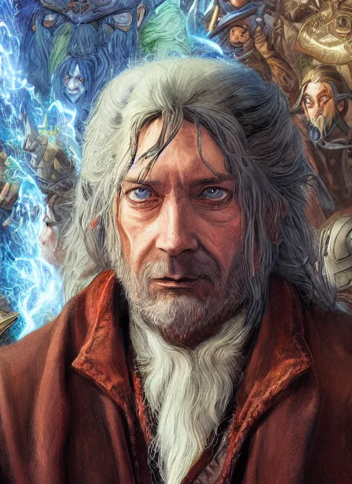 Image similar to a fantasy comic book style portrait painting of hobbit mage, art by donato giancola and bayard wu and gustav moreau and wayne barlowe, unreal engine 5