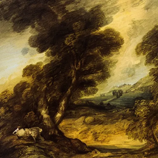 Prompt: a painting thomas gainsborough did during his edgelord phase