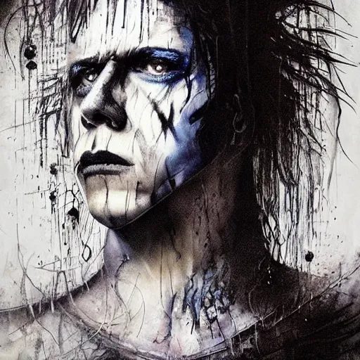 Image similar to stunning portrait of gaunt daniel ash a ( the cure fan ) as dream from sandman, dim stars as eyes, by jeremy mann, by cedric peyravernay, by by russ mills, by richard avedon and ben templesmith, dramatic lightning, sadness, dark eye sockets, in the shadows, punk rock, gothic, high detailed, 8 k