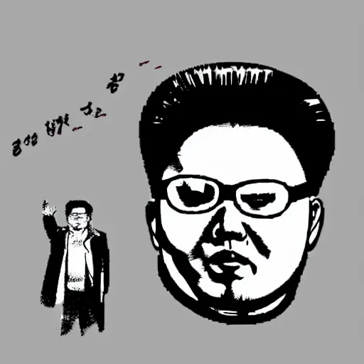 Image similar to kim jong - il in the style of ghost in the shell by mamoru oshii