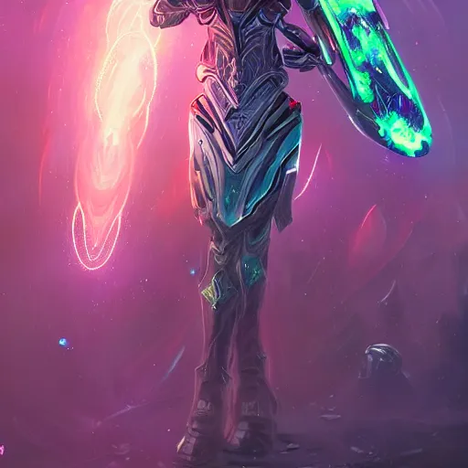 Image similar to Full Armor set made of galaxies and sci fi parts conjuring cosmic energy, surrealism, smooth, intricate, elegant, galactic energy, power aura, neon glowing spells, digital painting, artstation, concept art, high tech fantasy, sharp focus, illustration, art by Jason Chan and Riot Studios and Blizzard Studios