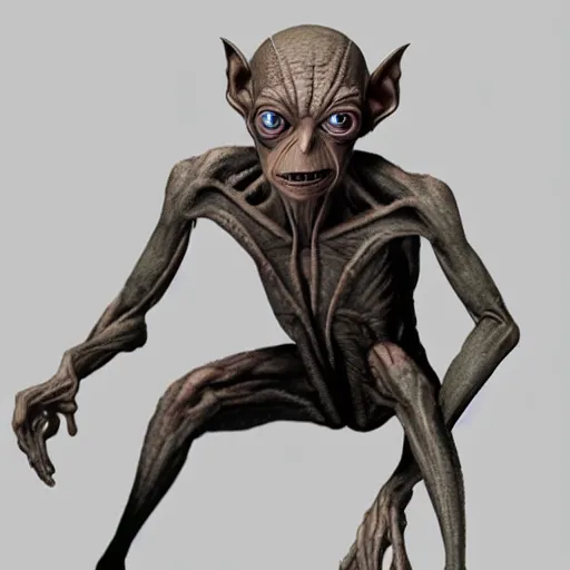 Prompt: Gollum with spider legs