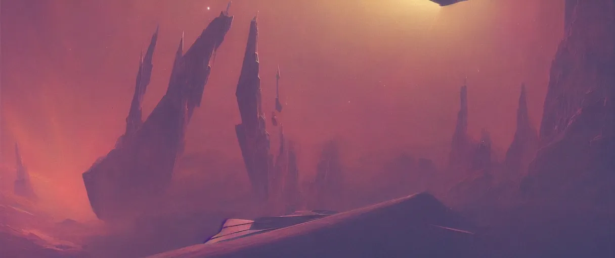 Image similar to (neon palette), humanity industrial spaceship!!, deep space exploration!!!, ridley scott universe, mysterious, ultrarealistic, cinematic lighting, 4k, wide angle, trending on artstation, beksinski, by moebius