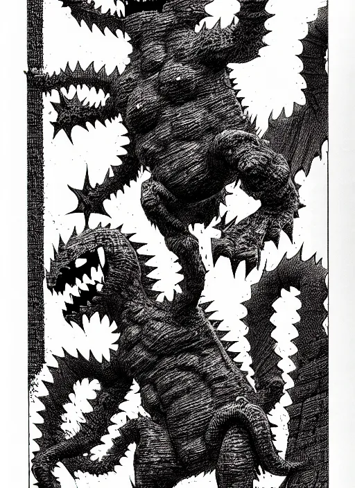 Image similar to the pokemon missingno as a d & d monster, pen - and - ink illustration, etching, by russ nicholson, david a trampier, larry elmore, 1 9 8 1, hq scan, intricate details, high contrast