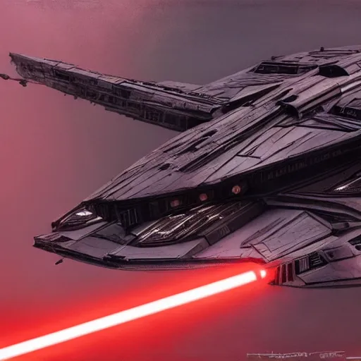 Image similar to darth vader's tie advanced, concept art by doug chiang, cinematic, realistic painting, high definition, concept art, path tracing, high quality, highly detailed, 8 k, red colors, hyperrealistic, concept art