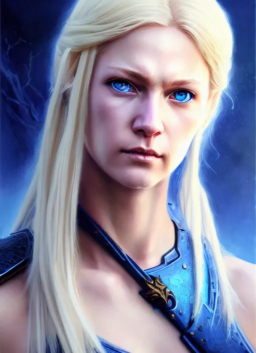 Prompt: a _ fantasy _ style _ portrait _ painting _ of timid and shy white female paladin with blonde hair and blue eyes,, scar under left eye, holy oil _ painting _ unreal _ 5 _ daz. _ rpg _ portrait _ extremely _ detailed _ artgerm _ greg _ rutkowski _ greg