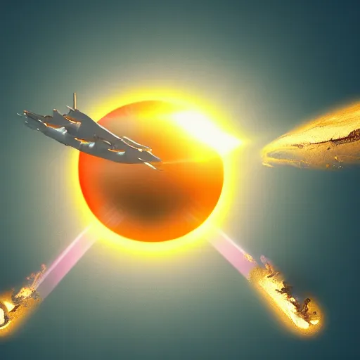 Image similar to human spaceship crashing into the sun