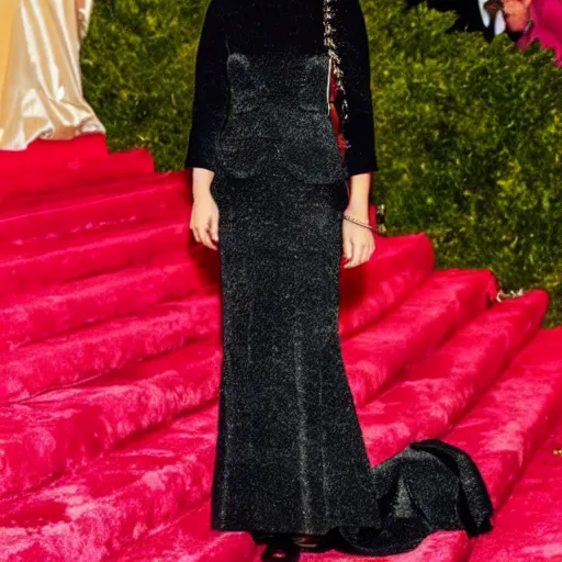 Image similar to photo of joan of arc at the met gala