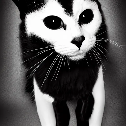 Image similar to black metal cat with corpse paint, studio photography