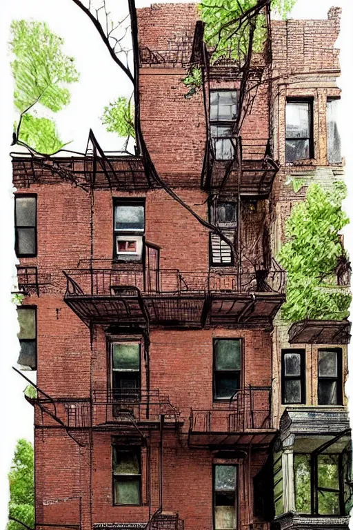 Image similar to (((((a ramshackle Manhattan brick brownstone deep in the forest))))) by Amin Faramarzian!!!!!!!!!!!!!!!!!!!!!!!!!!!