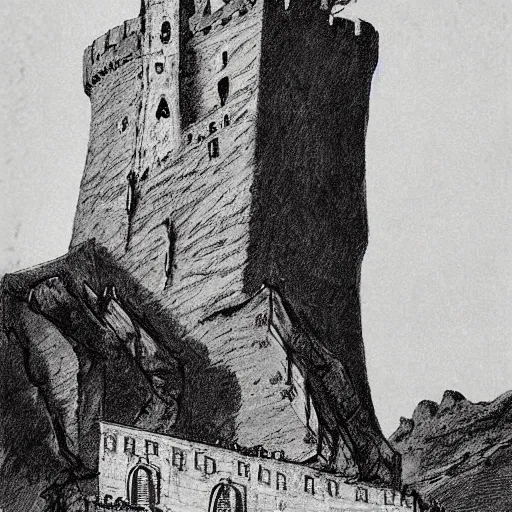 Image similar to castle gormenghast by mervyn peake,