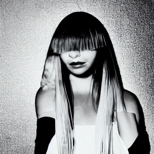 Prompt: Sia Furler artistic photoshoot wearing artistic fashion