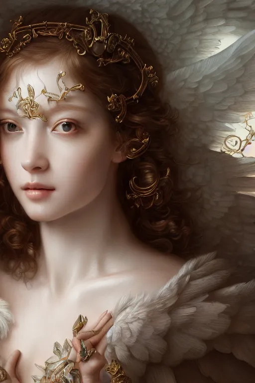 Prompt: a masterpiece ultrarealistic ultradetailed portrait of a very beautiful angel, baroque renaissance. medium shot, intricate, elegant, by stanley artgerm lau, wlop, rossdraws, james jean, andrei riabovitchev, marc simonetti, light by julie bell, porcelain skin. global illumination. vfx