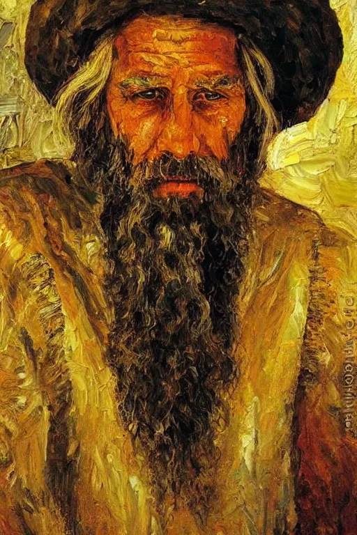 Prompt: highly detailed palette knife oil painting of a historically accurate depiction of the ancient biblical israeli man moses, thoughtful, by Peter Lindbergh, impressionistic brush strokes, painterly brushwork