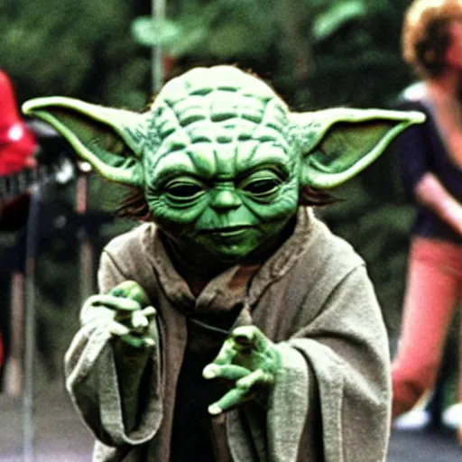 Image similar to yoda performing at woodstock