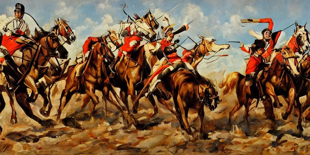 Prompt: cavalry charge, italian futurism style