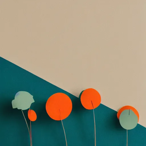 Prompt: A paper cutout garden, cinematic lighting photography , soft teal orange color palette