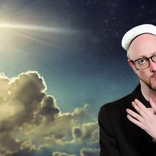 Prompt: Doug Walker Nostalgia Critic as an angel in heaven