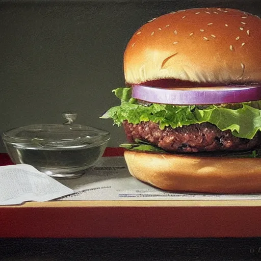 Image similar to beautiful burger painting by Ivan Shishkin