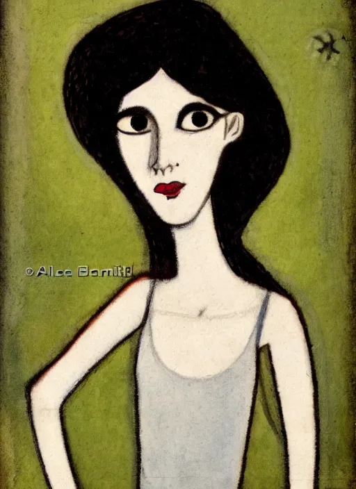 Image similar to a portrait of a pretty sewer punk young lady by alice bailly