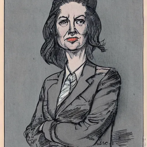 Prompt: female portrait, political cartoon from u. s. newspaper