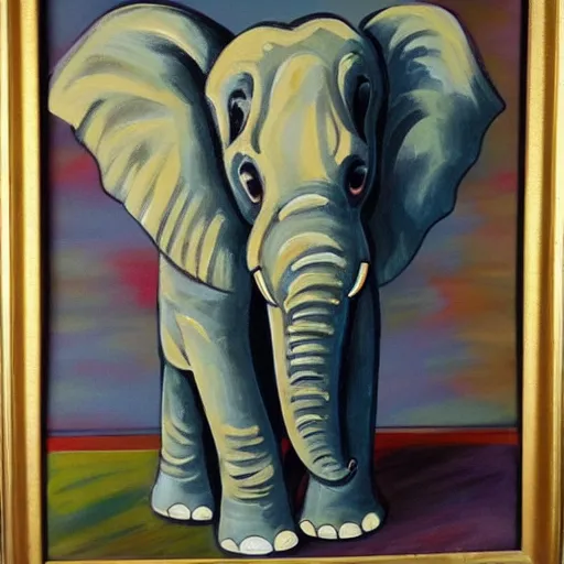 Image similar to painting of elephant in the style of Maria Prymachenko