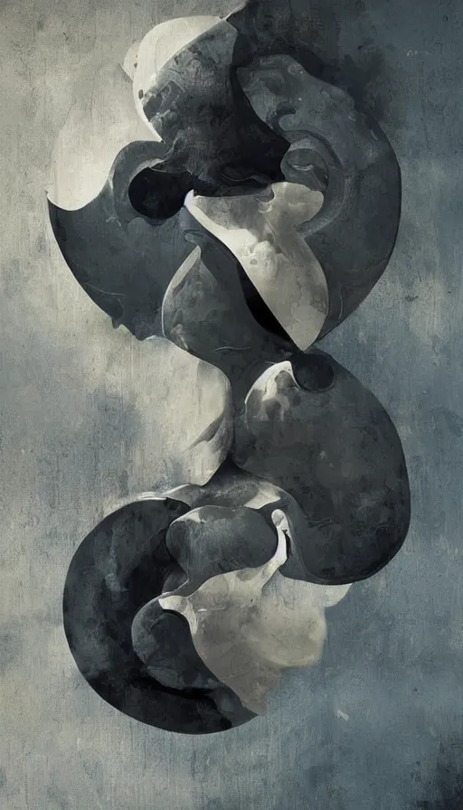 Image similar to Abstract representation of ying Yang concept, by Greg Rutkowski