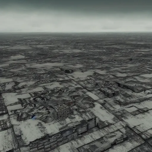 Prompt: a humongous city abandoned on a tundra biome, humongous view, rtx, smooth, cinematic