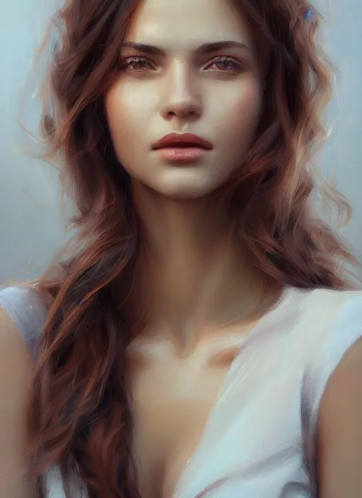 Prompt: portrait of a gorgeous young woman in the style of stefan kostic, artstation, realistic photo, sharp focus, 8k high definition, insanely detailed, intricate, elegant