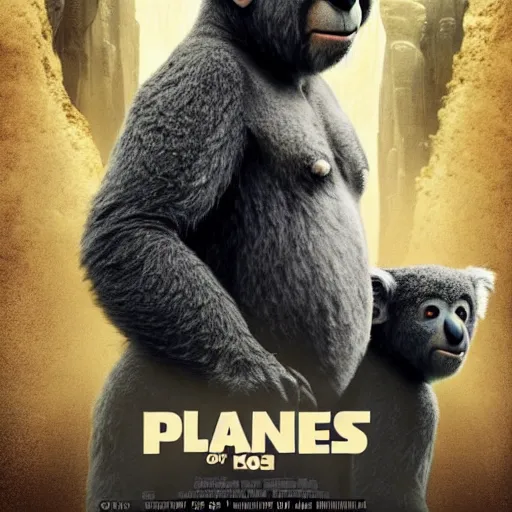 Prompt: planet of the koalas in the style of the movie poster of planet of the apes ( 2 0 1 1 ), movie poster, high quality, intricate detail