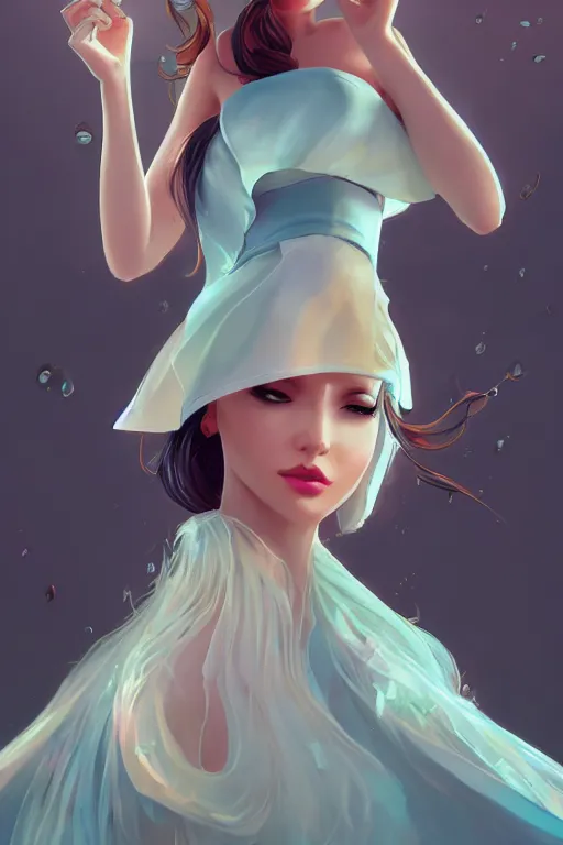 Image similar to a beautiful fashion goddness of love, chic strapless dress, tropical sea background, character design, in the style of artgerm, and wlop, cinematic lighting, hyperdetailed, 8 k realistic, symmetrical, global illumination, radiant light, frostbite 3 engine, cryengine, dof, trending on artstation, digital art