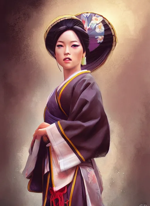 Prompt: hyper realistic geisha, by artgerm, background by greg rutkowski