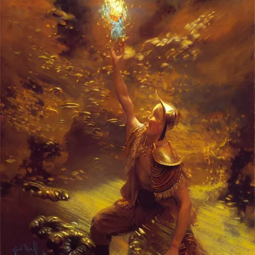 Prompt: stunning male master wizard casting float spell, highly detailed painting by gaston bussiere, craig mullins, j. c. leyendecker, 8 k