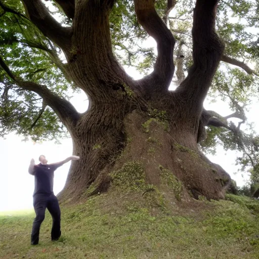 Image similar to boss ross screaming at a tree