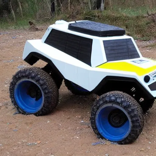 Prompt: Off road vehicle inspired by r2d2