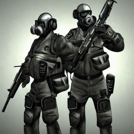 Image similar to metrocops from half - life 2 in matrix, digital art, very very creepy, dystopian, high quality render, military art, highly detailed guns