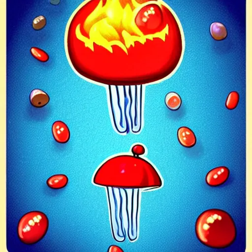 Image similar to ❤🔥🍄🌪, trending on art station, in the sky, cute jelly bean creatures cartoon,