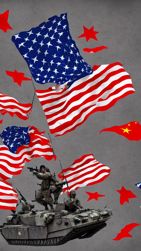 Prompt: usa going to war with china, digital art, 8 k, world war 3