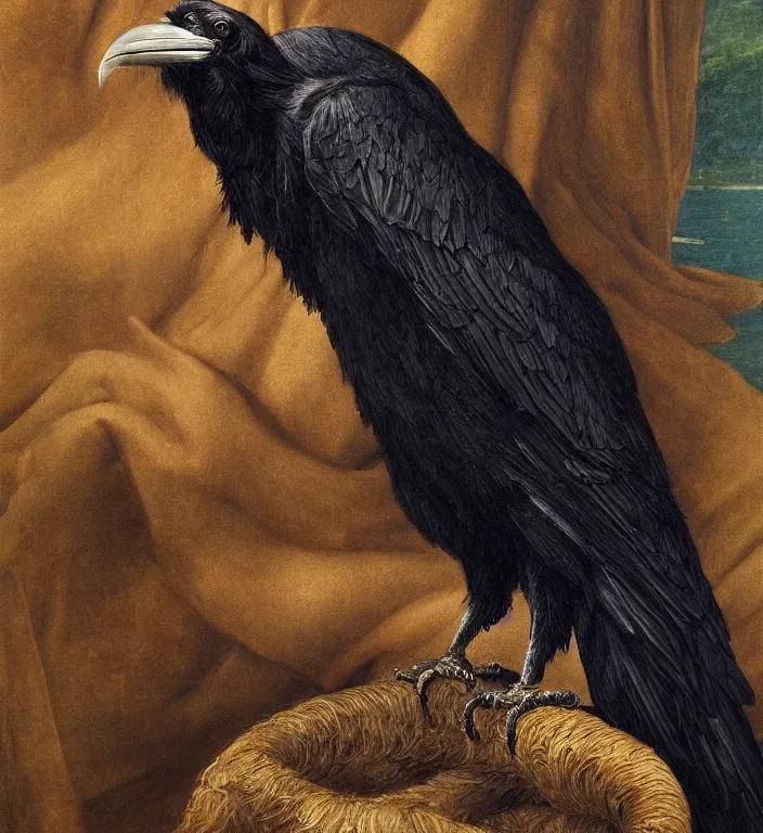 Prompt: a breathtakingly stunningly beautifully highly detailed portrait of a majestic raven, by rosetti and devinci and michael cheval and sidney cooper and turner, 4 k