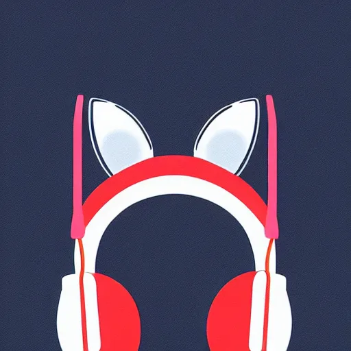 Image similar to fox in headphones, art, digital art, minimalism,