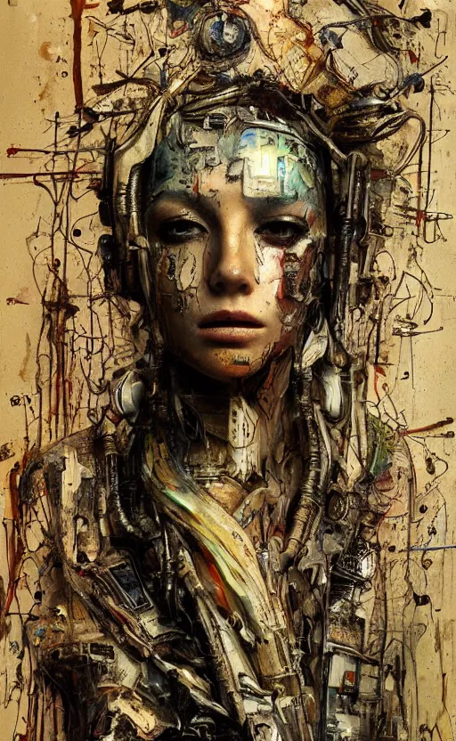 Prompt: beautiful woman made of mech mask rendered in unreal engine, cyberpunk, full body, rave, scifi, painted by albrecht durer | bernard buffet | carne griffiths | wlop