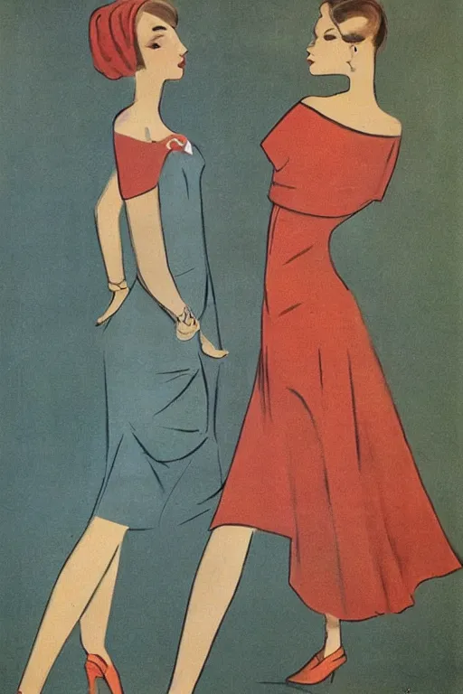 Image similar to beautiful slim and shapely young woman, elegant look, peasant dress, 1960\'s soviet propaganda art