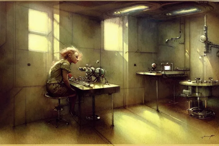 Image similar to ( ( ( ( ( 1 9 5 0 s retro science fiction engine room interior scene. muted colors. ) ) ) ) ) by jean - baptiste monge!!!!!!!!!!!!!!!!!!!!!!!!!!!!!!