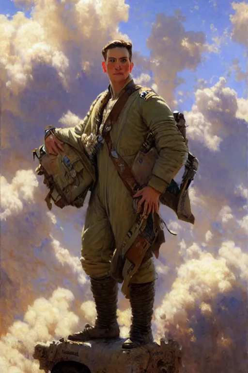 Prompt: full body portrait of a bomber pilot, highly detailed painting by gaston bussiere, craig mullins, j. c. leyendecker 8 k