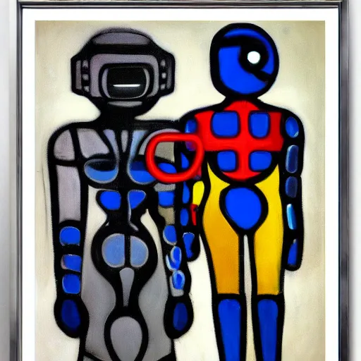 Image similar to cyborgs by piet mondrian