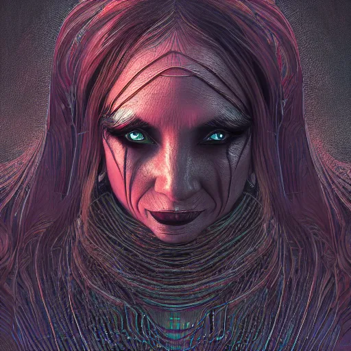 Image similar to photorealistic eldritch demon woman in the style of michael whelan and gustave dore. hyperdetailed photorealism, 1 0 8 megapixels, amazing depth, high resolution, 3 d shading, 3 d finalrender, 3 d cinematic lighting, glowing rich colors, psychedelic overtones, artstation concept art.